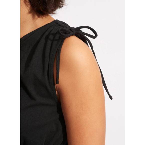 NEW SEAFOLLY one shoulder crop top in knit black - Picture 6 of 7